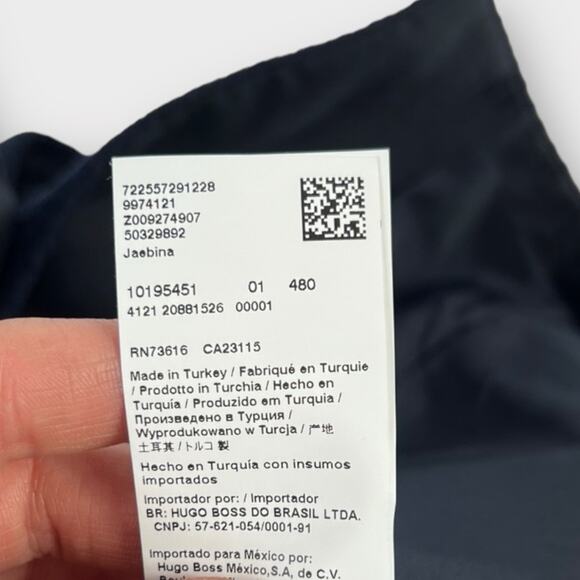 Hugo Boss Jaebina Navy Textured Asymmetrical Moto Blazer Jacket Size US 10 - Picture 8 of 9